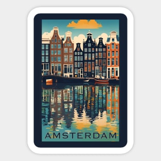 Amsterdam Modern Travel Poster Advert Sticker